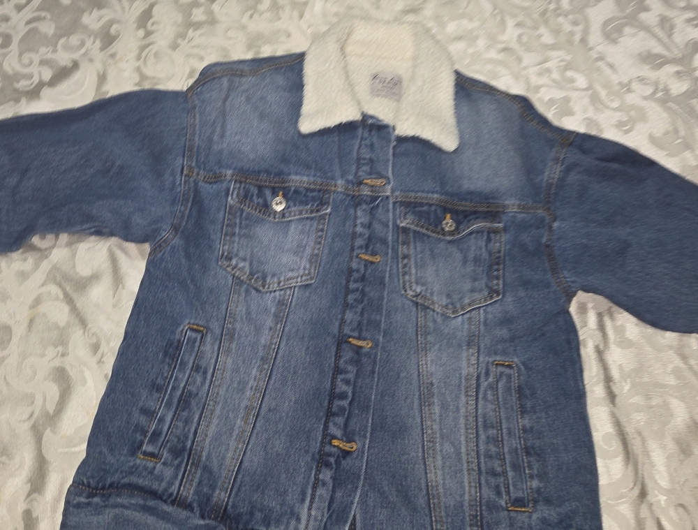 Love Tree Blue Denim Jacket with Cream Collar
